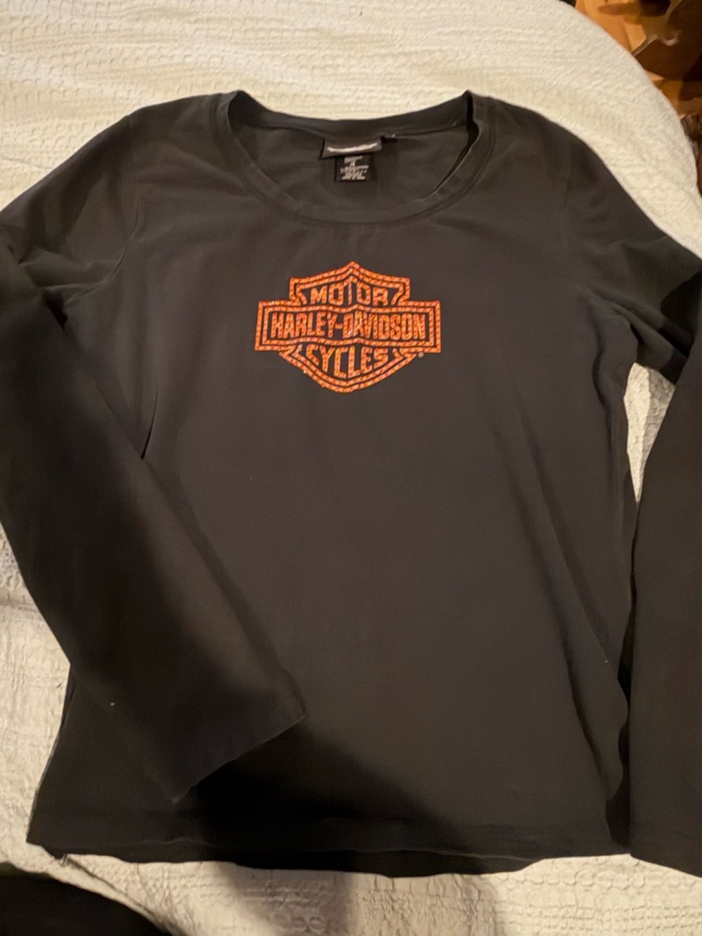 Embellished Harley-Davidson Black Long Sleeve Shirt